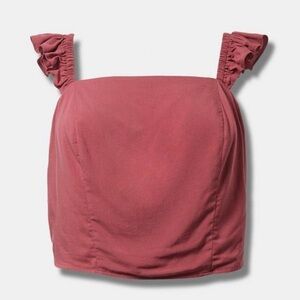 Torrid Size 1 14/16 Challis Smocked Ruffle Trim Crop Top